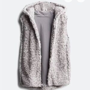 Cozy Faux Shearling Hooded Vest - Gray
